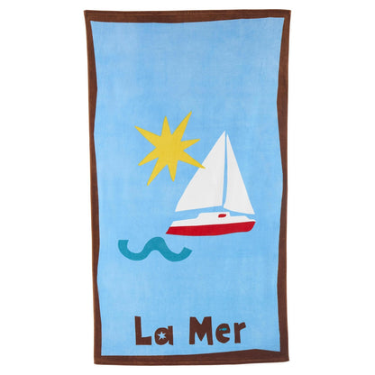 Playa Strandtuch mit Segelboot und Sonne von Jonathan Adler