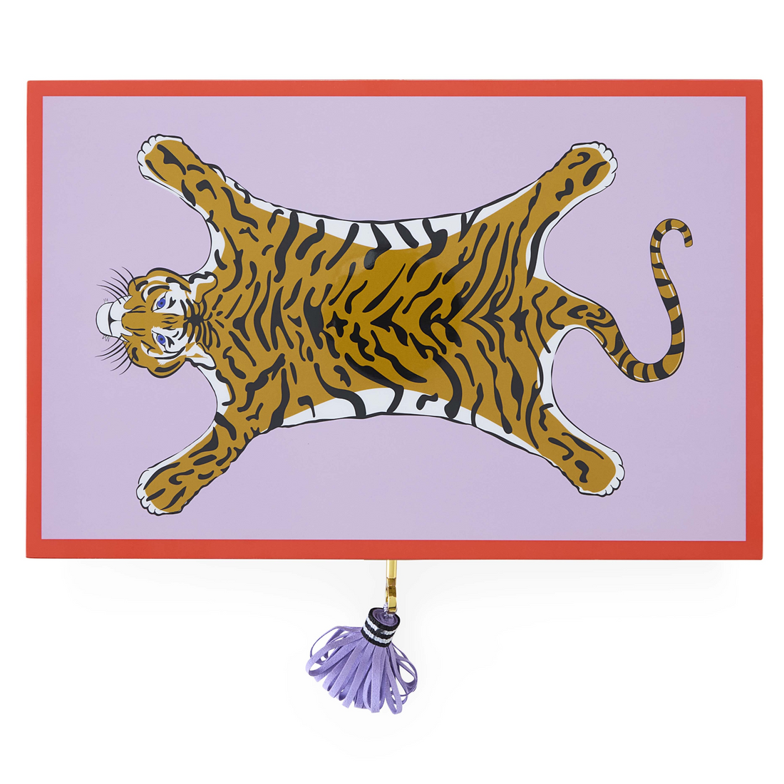 Lackierte TIGER Jewelry Box in Lavendel mit Samtfutter