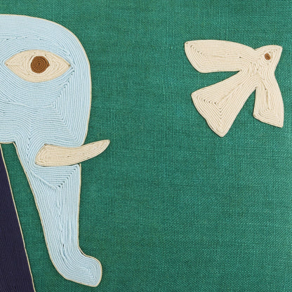 Jonathan Adler Kissen mit Elefant auf grünem Hintergrund
