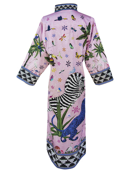 Kaftan JUNGLE Pink aus 100% Baumwolle der Marke Ortigia Sicilia