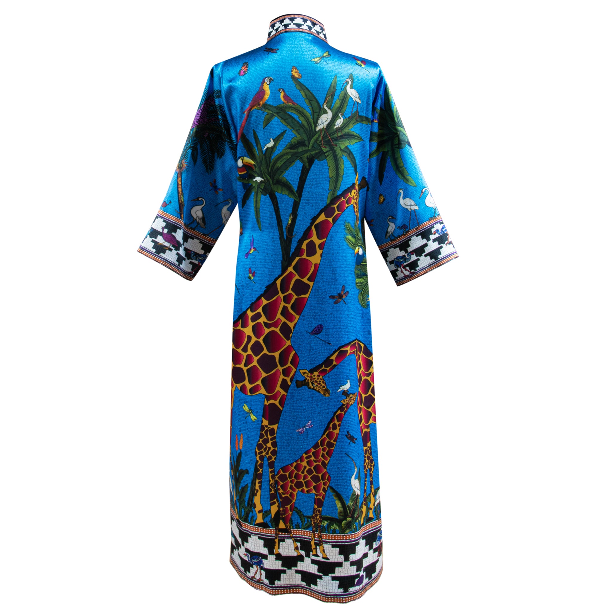 Seidenkaftan GIRAFFE BLUE JEWEL von Ortigia Sicilia
