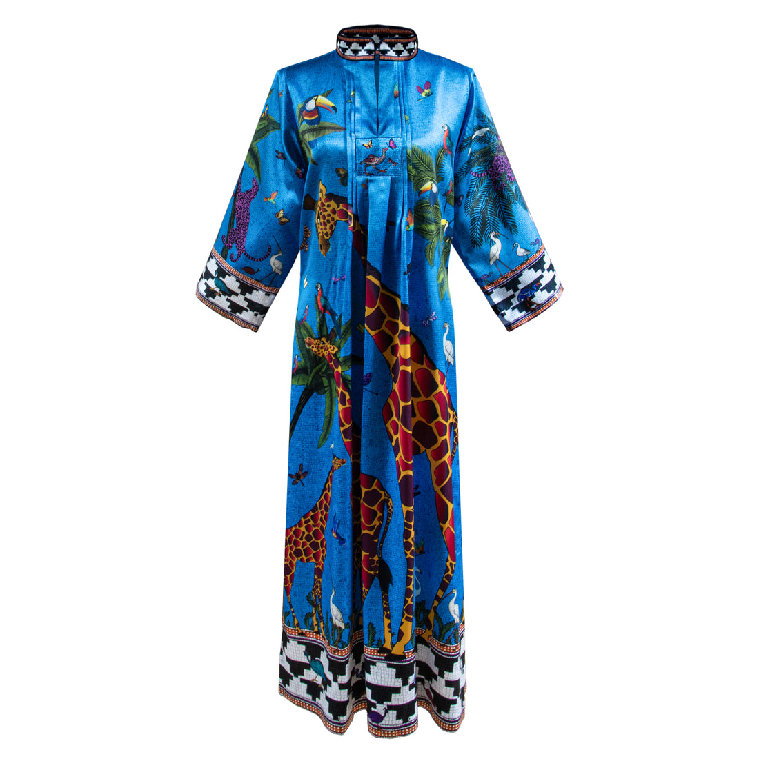 Seidenkaftan GIRAFFE BLUE JEWEL von Ortigia Sicilia
