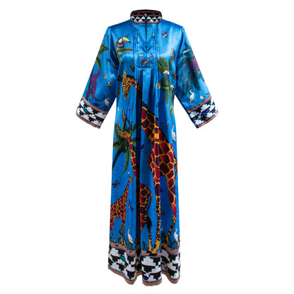 Seidenkaftan GIRAFFE BLUE JEWEL von Ortigia Sicilia