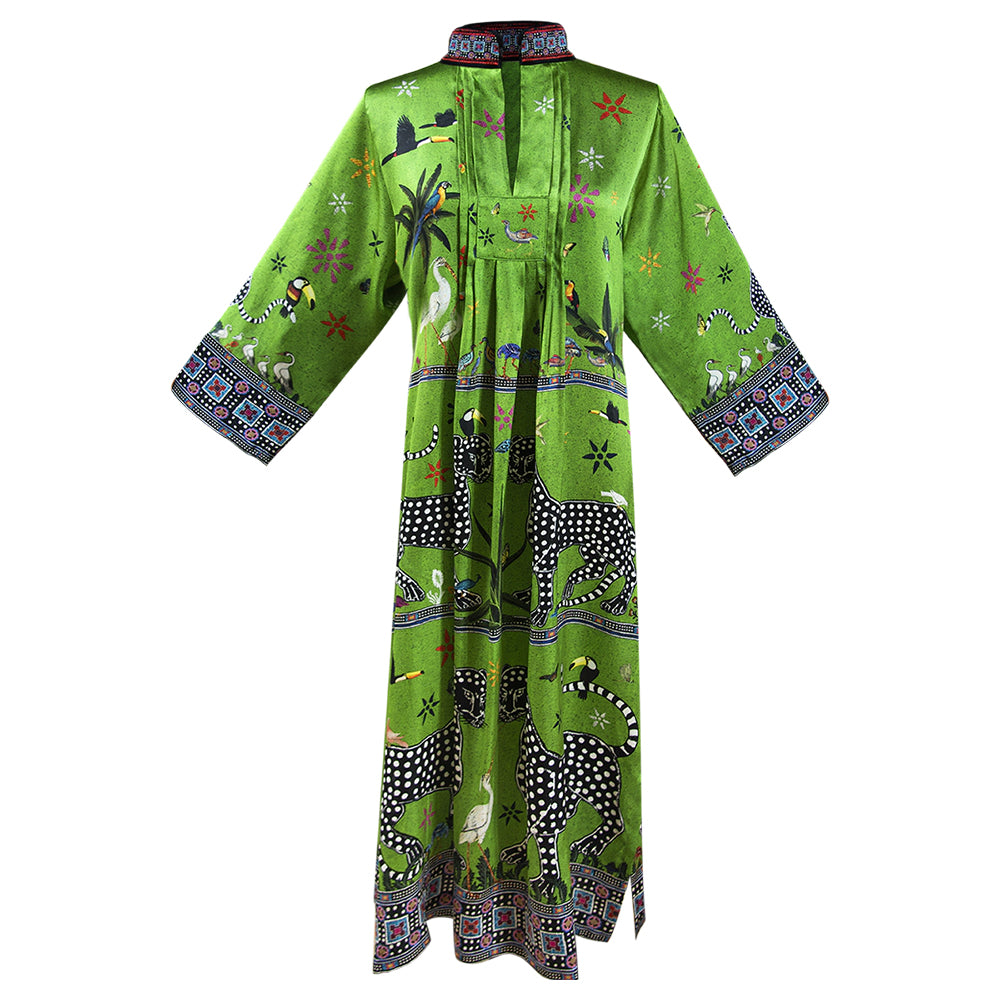 Kaftan VERDE PRIMAVERA aus 100% Seide der Marke Ortigia Sicilia