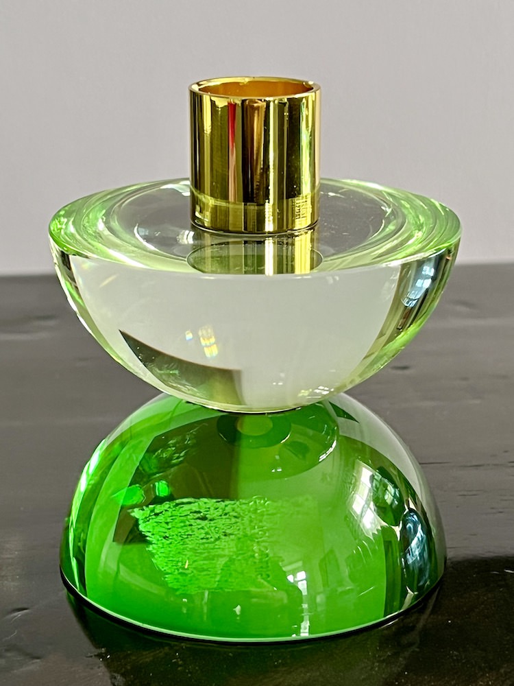 Kristallglas-Kerzenhalter DIOPTRICS grün