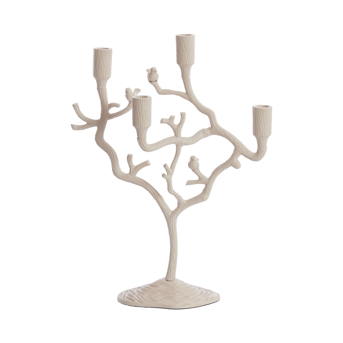 Skulpturaler Metall Kerzenständer in Weiß mit 4 Kerzenaufnahmen