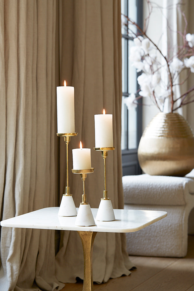 Kerzenhalter JOLIAN in shiny gold und Marmor von Light & Living