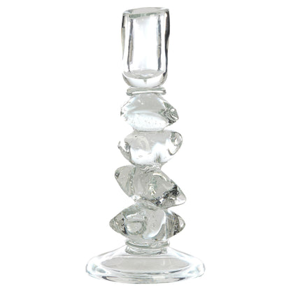 Kerzenständer aus klarem Glas mit skulpturaler Form