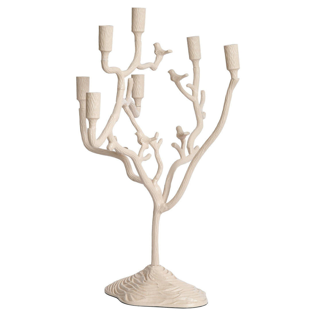 Moderner Kerzenhalter aus cremefarbenem Metall mit verzweigten Armen