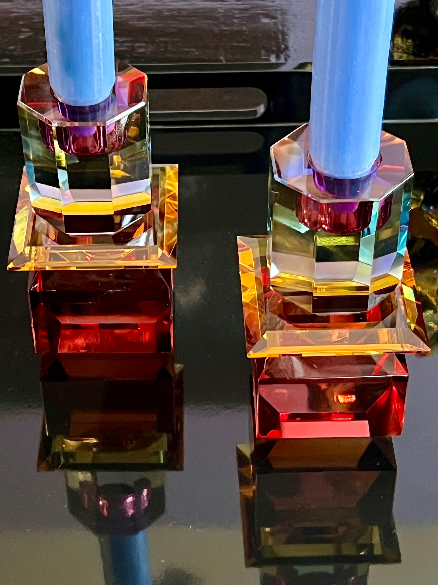 Crystal holder AURORA in Bordeaux/Amber/Blue Ombre