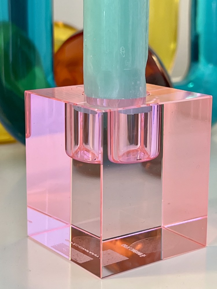 Kristallglas-Kerzenhalter DIOPTRICS pink, lila von GiftCompany