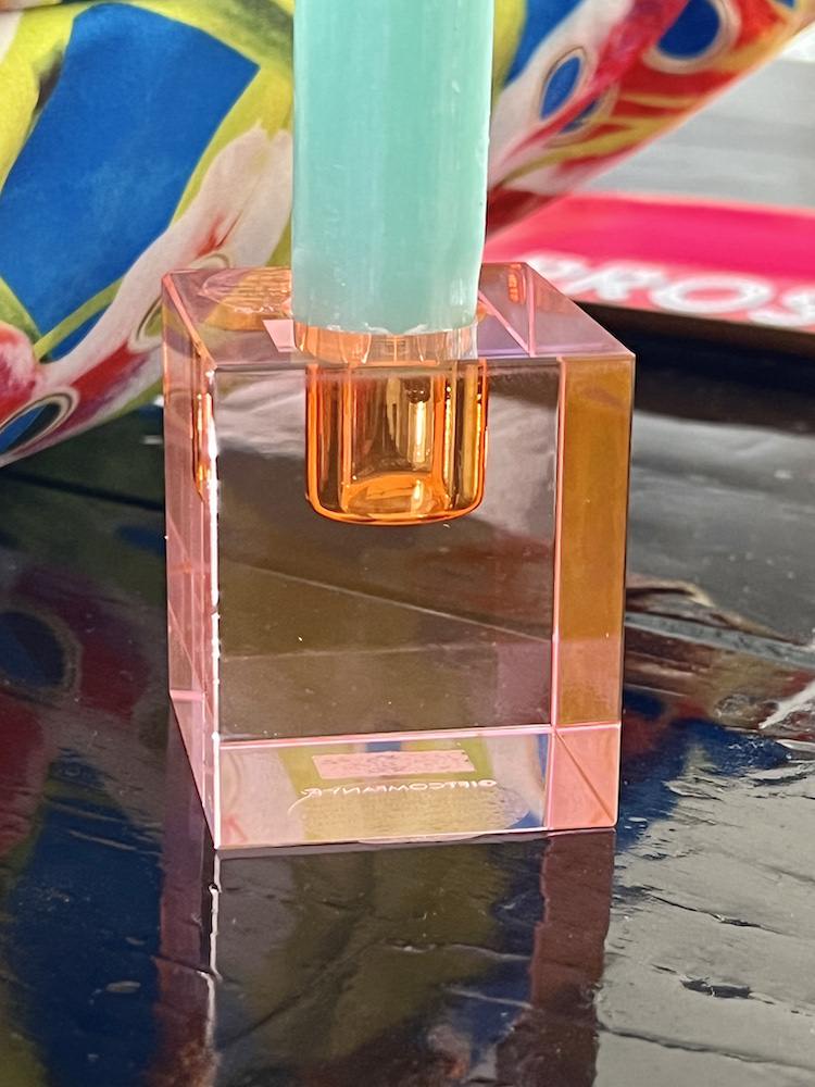 Kristallglas-Kerzenhalter DIOPTRICS rosa, orange