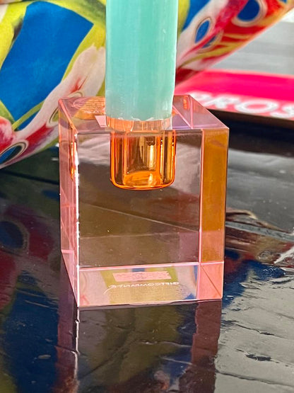 Kristallglas-Kerzenhalter DIOPTRICS rosa, orange