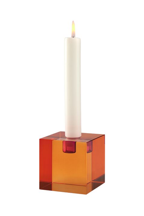 Kristallglas-Kerzenhalter DIOPTRICS orange, rot