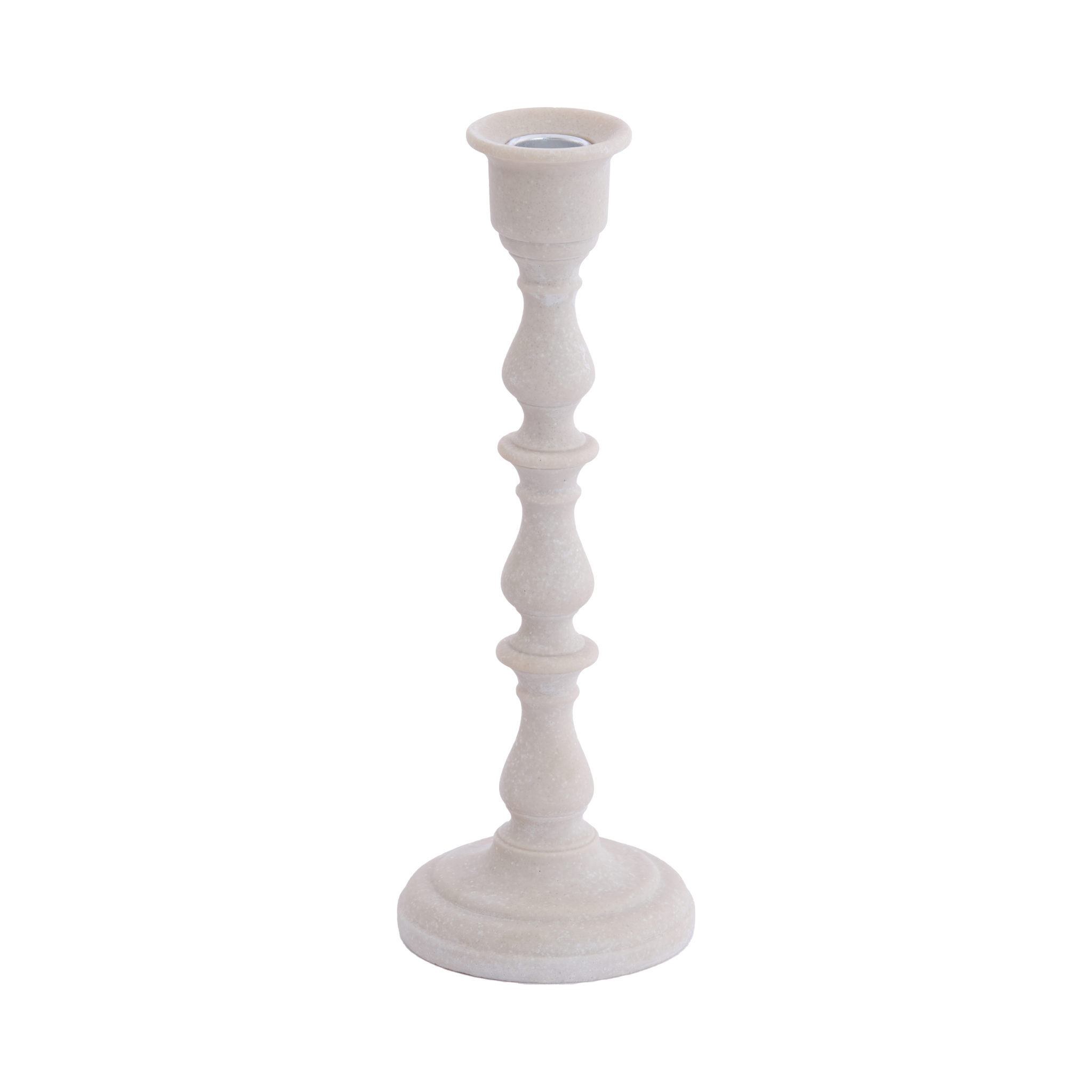 Kerzenständer in Creme aus Kunststoff mit klassischer Form