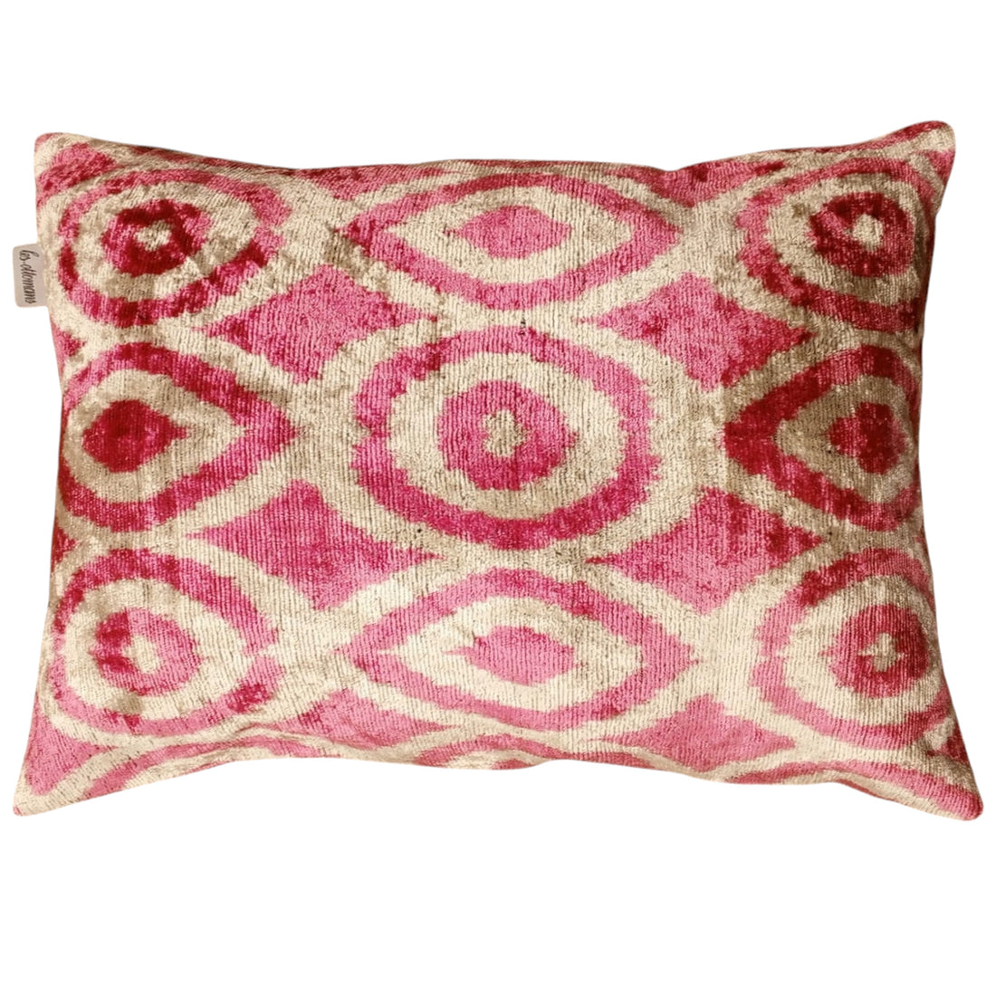 Les Ottomans – Luxuskissen „Ikat Rouge“ aus Seidensamt, rot/creme