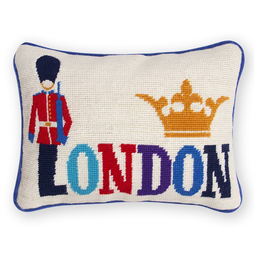 Kissen JET SET LONDON mit Baumwollsamt