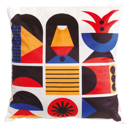 Kissen mit dem Design von Marco Oggian aus bunten Farben und geometrischen Formen