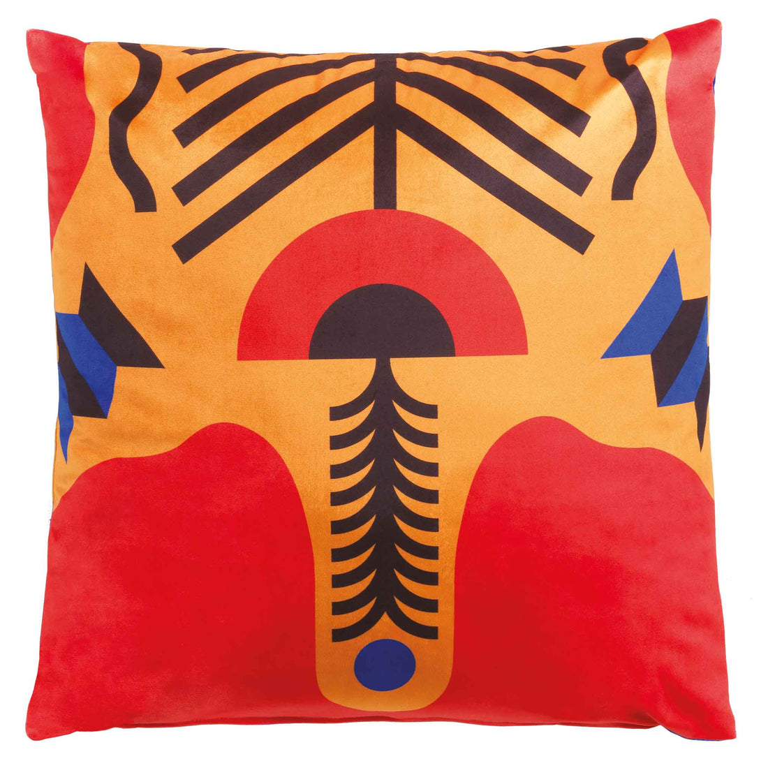 Kissen mit dem Design von Marco Oggian mit Tiger aus bunten Farben und geometrischen Formen - Rückseite