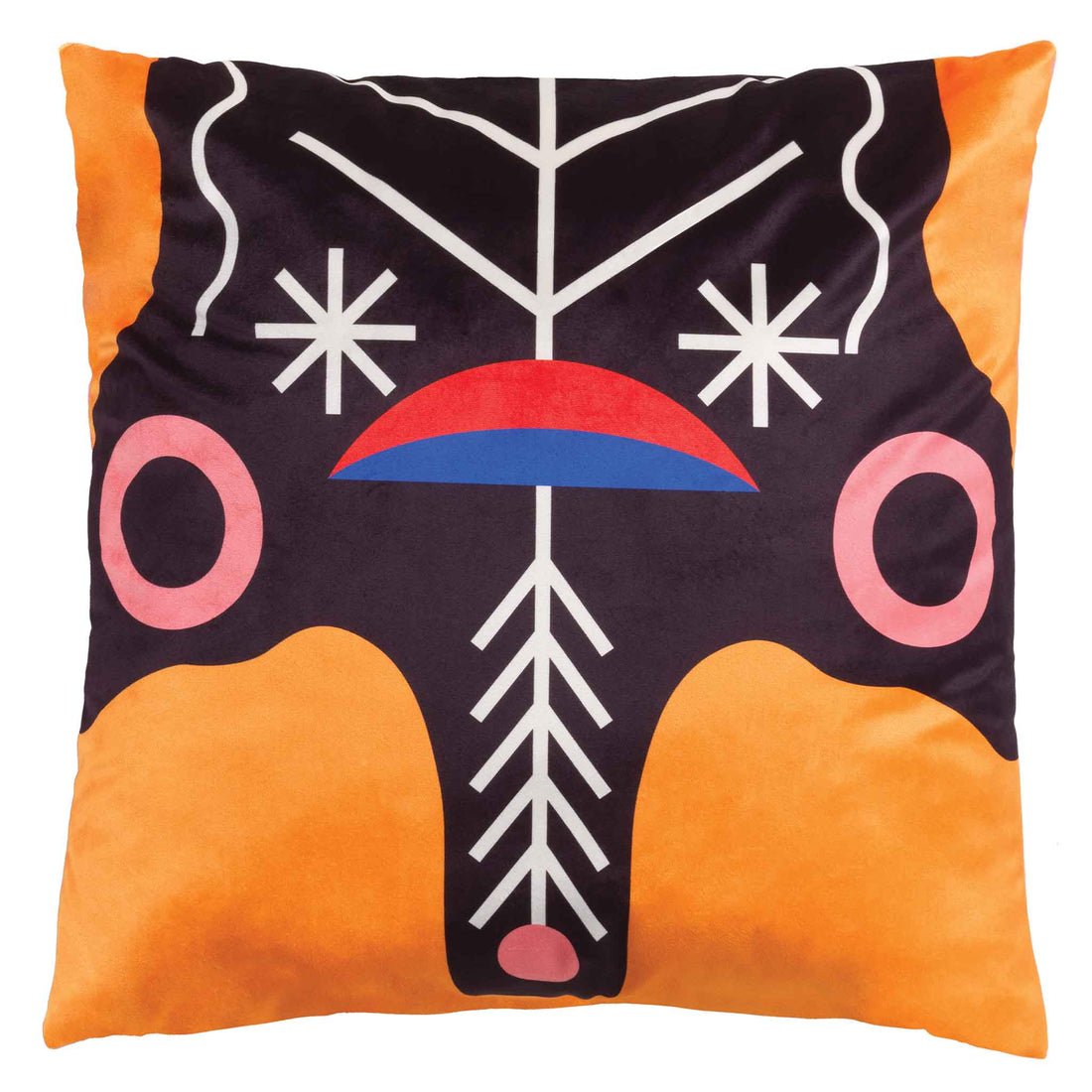 Kissen mit dem Design von Marco Oggian mit einer Kreatur aus bunten Farben - Rückenansicht