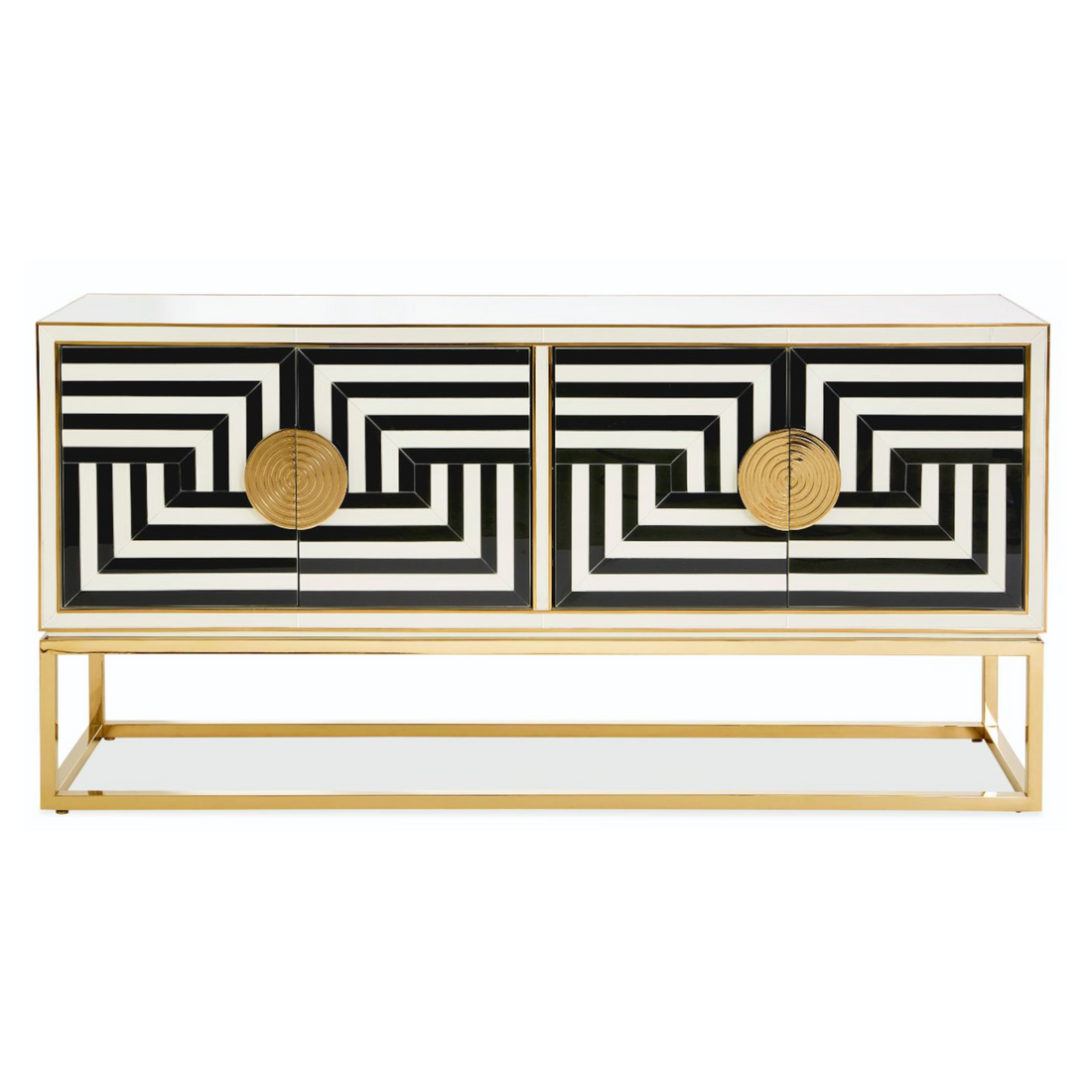 Jonathan Adler Op Art 64&quot; Credenza mit geometrischem Design.