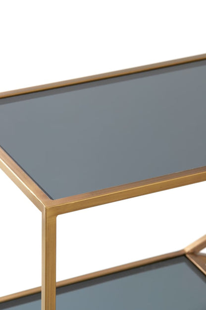 Konsolentisch AINO antik Bronze und Rauchglas 140x35x80 cm