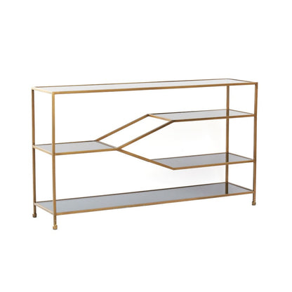 Konsolentisch AINO antik Bronze und Rauchglas 140x35x80 cm