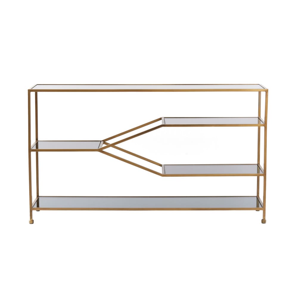 Konsolentisch AINO antik Bronze und Rauchglas 140x35x80 cm