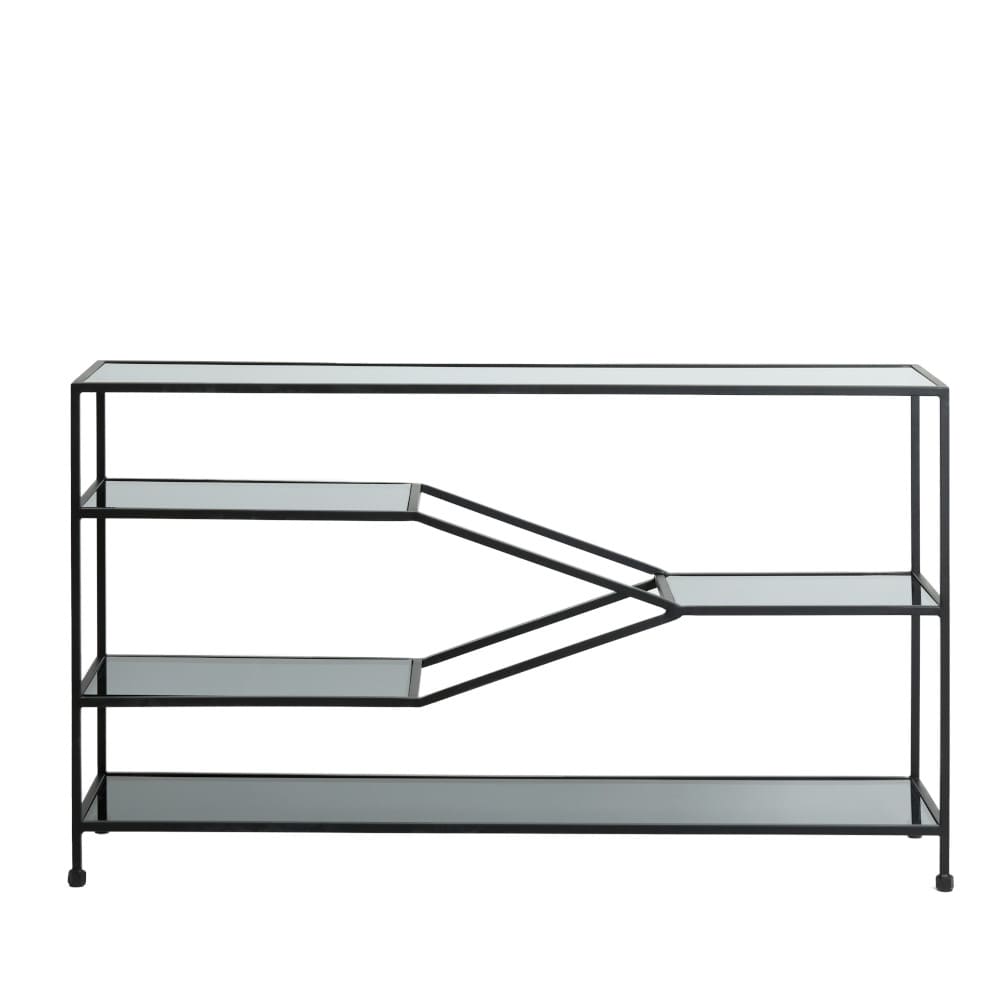 Konsolentisch AINO matt schwarz und Rauchglas140x35x80cm