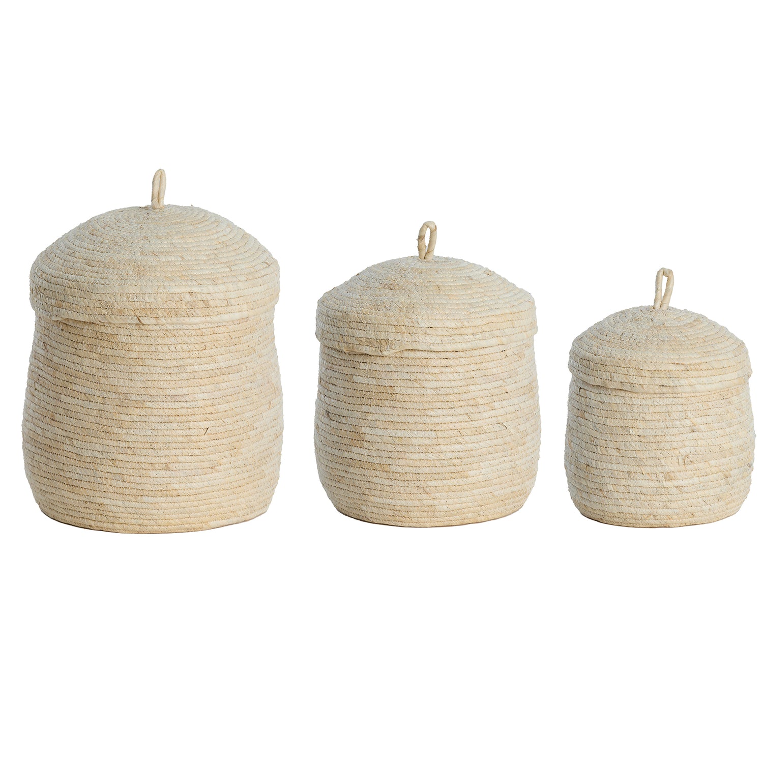 Korb KENMARE 3er-Set mit Deckel – max. Ø 34 × 36 cm von Light &amp; Living in Créme