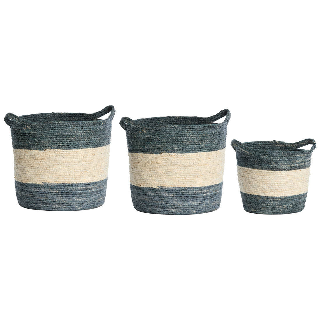 Korb KILKEE 3er-Set Ø 30 × 30 cm, Ø 35 × 35 cm, Ø 40 × 40 cm von Light &amp; Living in Blau-Créme