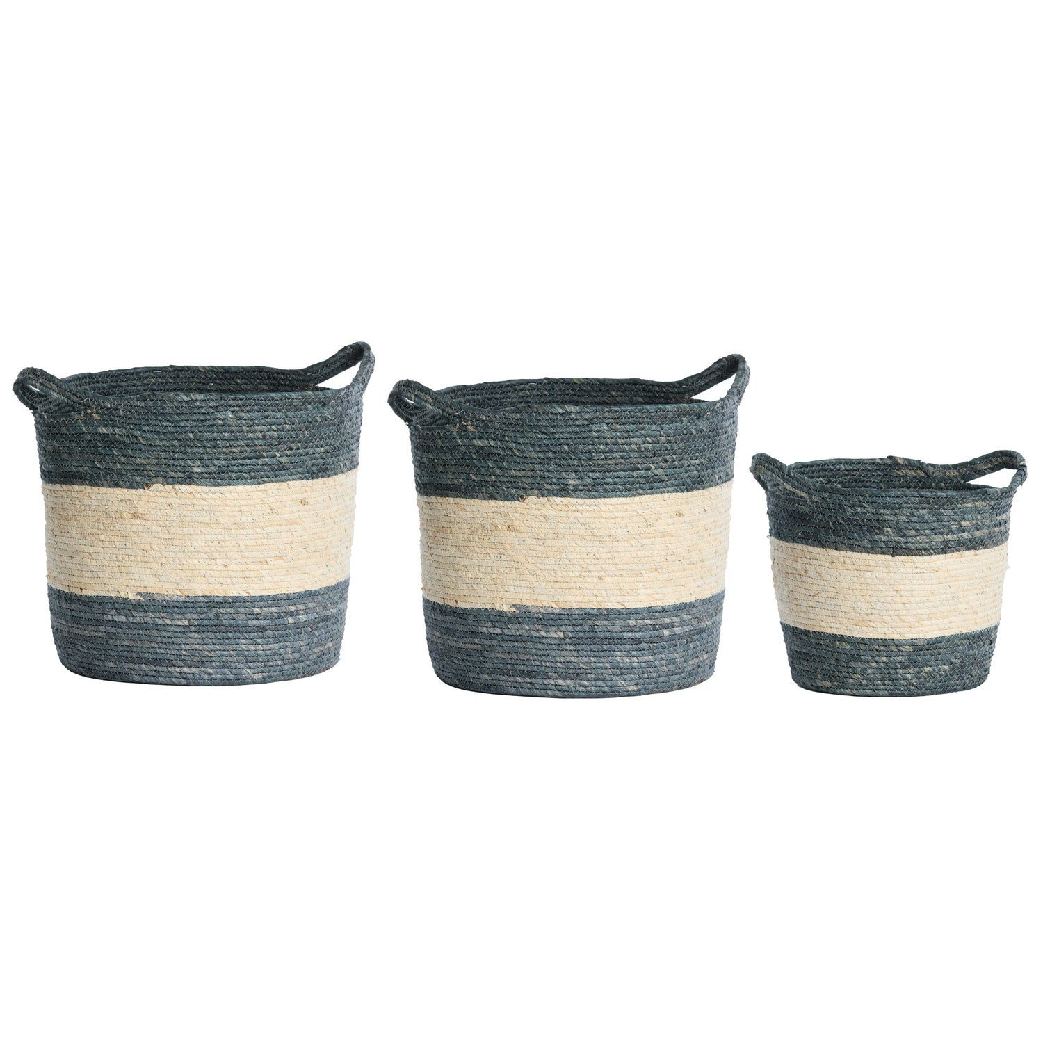 Korb KILKEE 3er-Set Ø 30 × 30 cm, Ø 35 × 35 cm, Ø 40 × 40 cm von Light &amp; Living in Blau-Créme