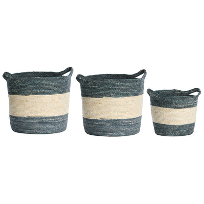 Korb KILKEE 3er-Set Ø 30 × 30 cm, Ø 35 × 35 cm, Ø 40 × 40 cm von Light &amp; Living in Blau-Créme