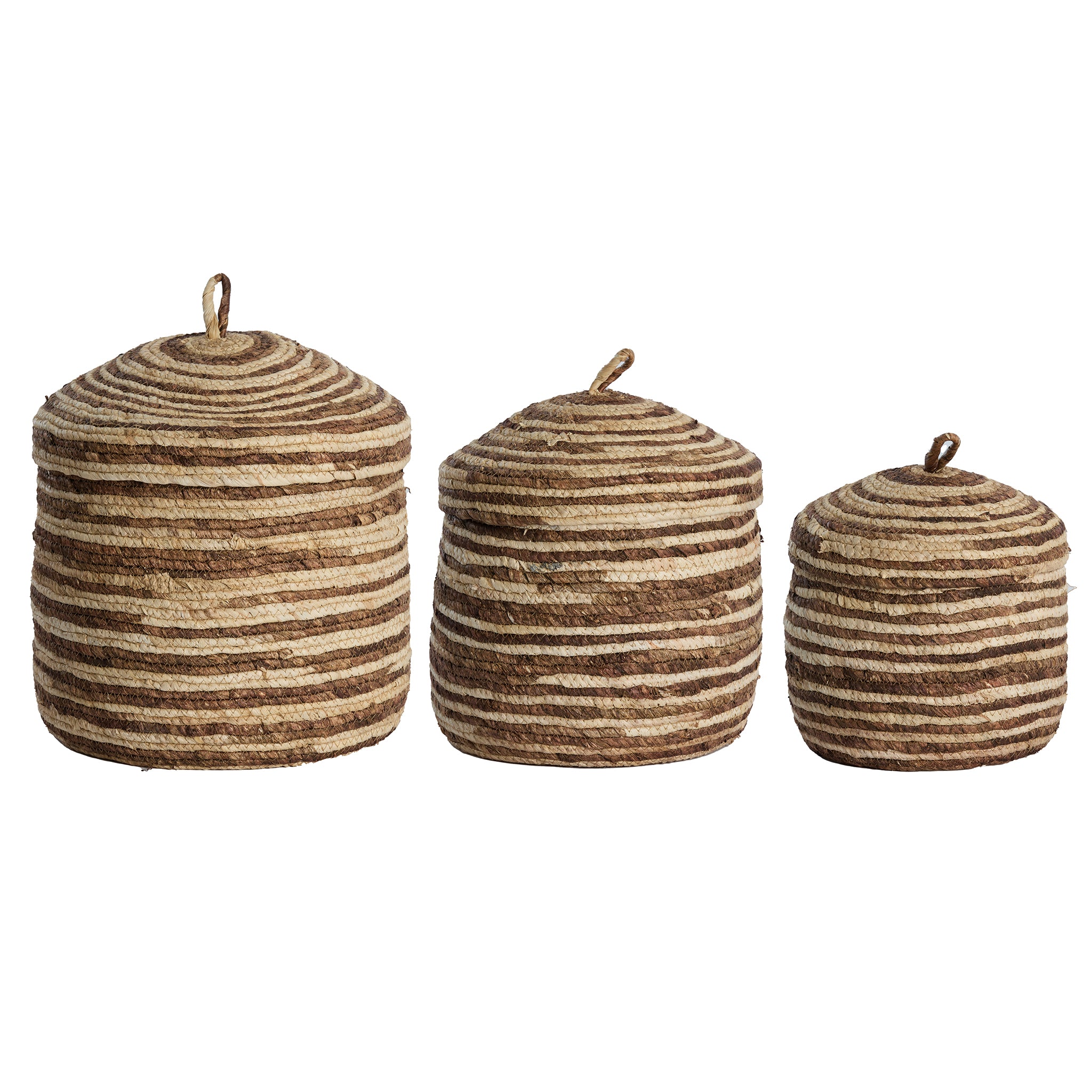 Korb KILRUSH 3er-Set mit Deckel – max. Ø 34 × 36 cm von Light &amp; Living in Braun-creme