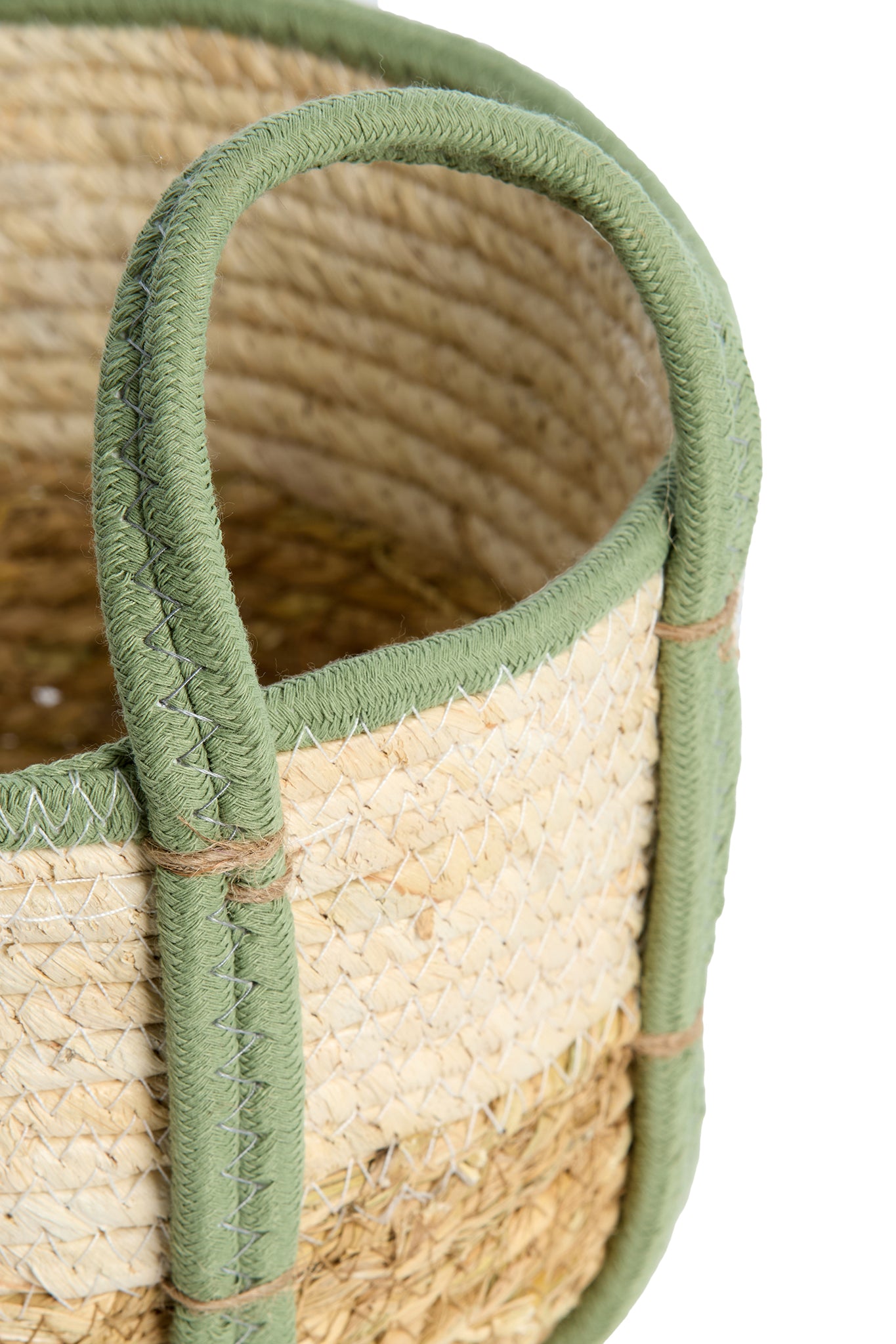 Korb KINSALE 3er Set – Ø 23 × 17 cm / Ø 28 × 20 cm / Ø 33 × 23 cm in natur, creme, minze