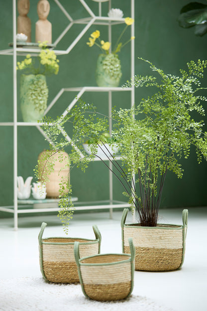 Korb KINSALE 3er Set – Ø 23 × 17 cm / Ø 28 × 20 cm / Ø 33 × 23 cm in natur, creme, minze