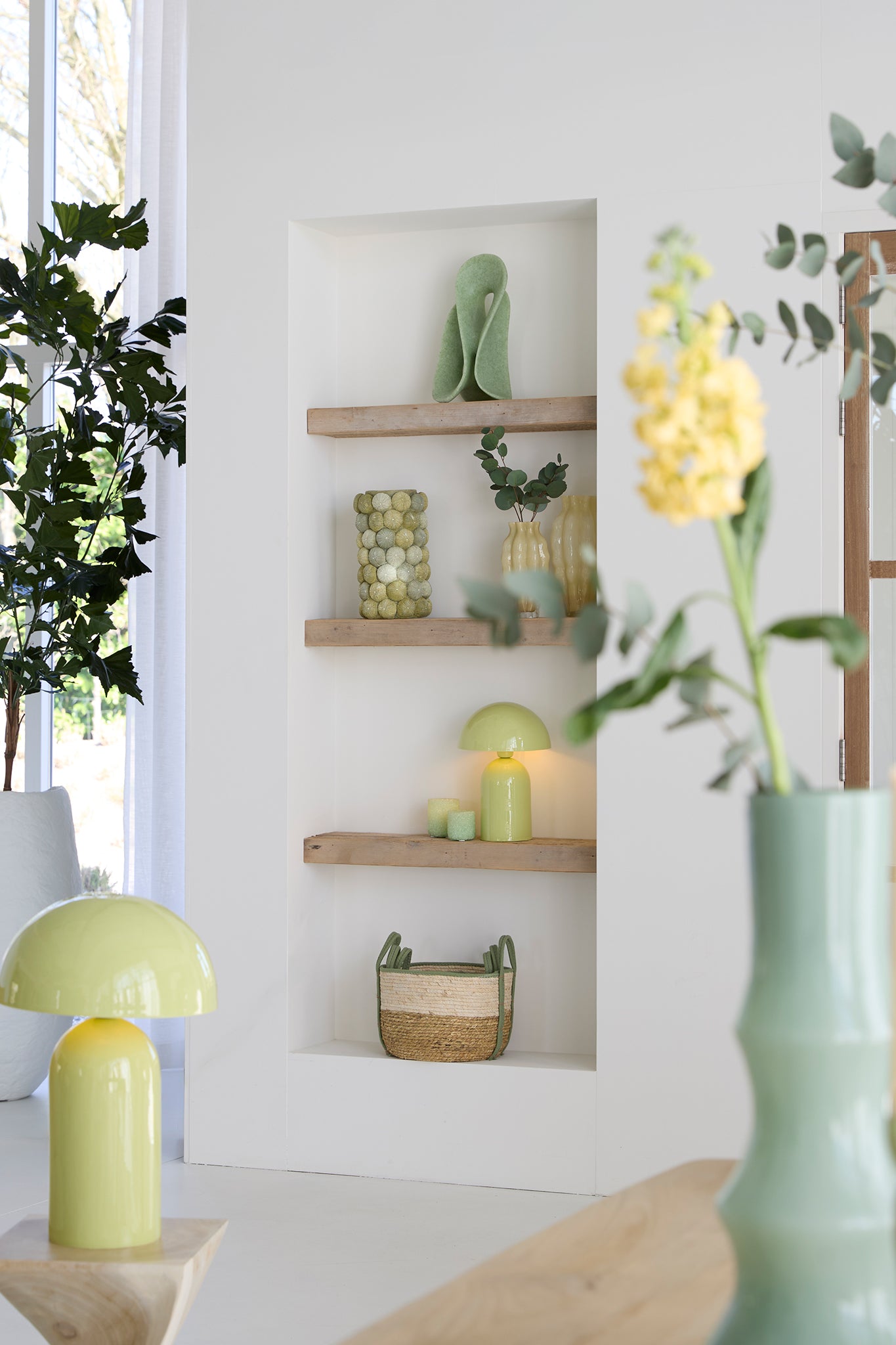 Korb KINSALE 3er Set – Ø 23 × 17 cm / Ø 28 × 20 cm / Ø 33 × 23 cm in natur, creme, minze