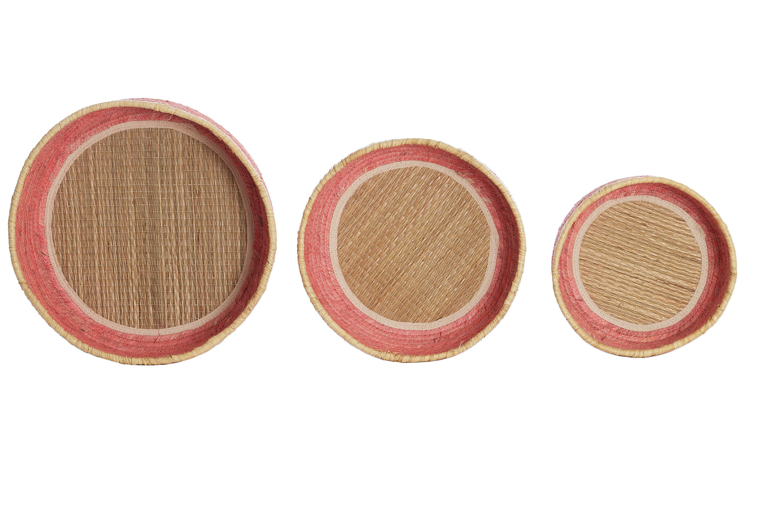 Korb PAITO 3er‑Set in Rosa &amp; Naturell, max. Ø 39 × 13 cm von Light &amp; Living