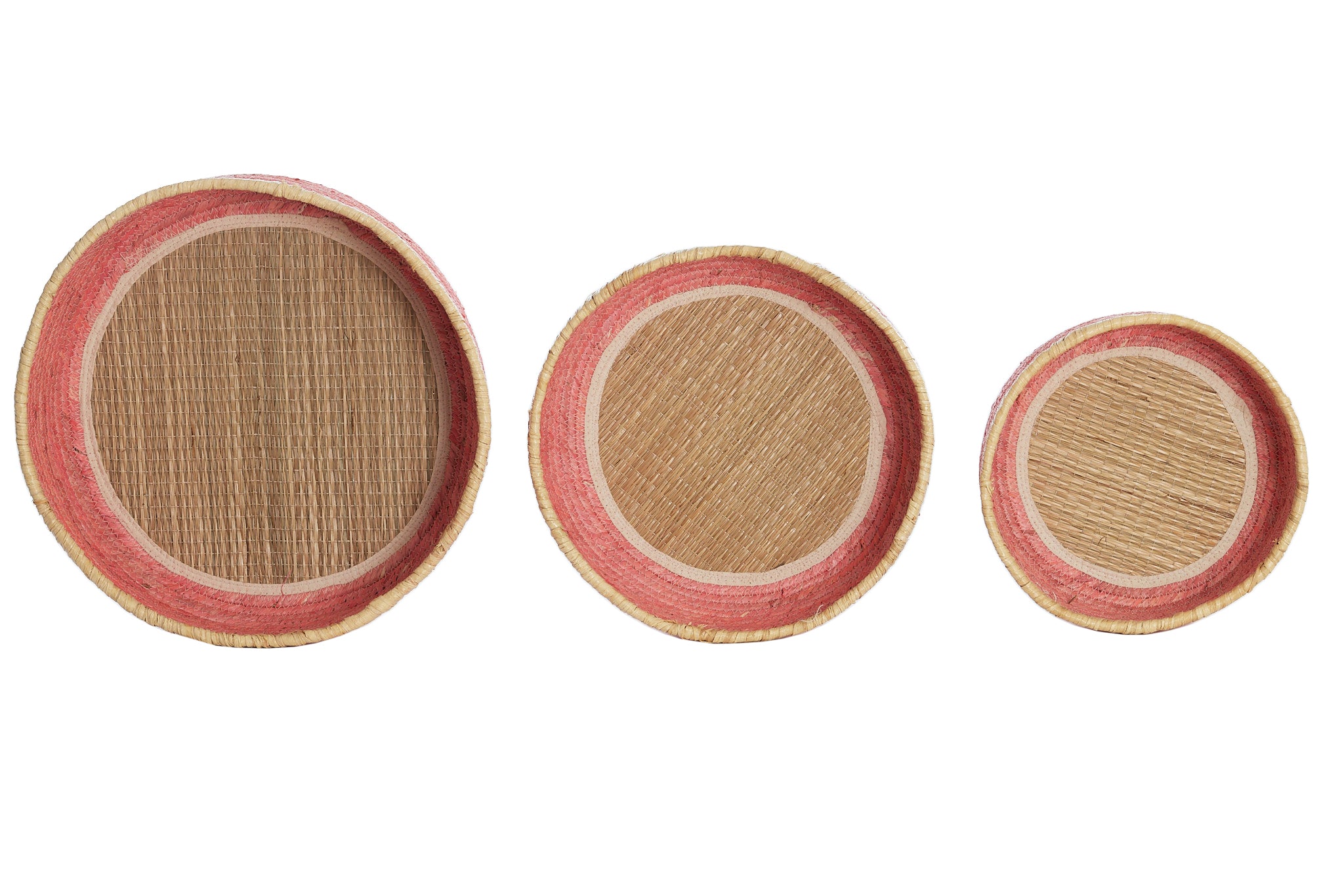 Korb PAITO 3er‑Set in Rosa &amp; Naturell, max. Ø 39 × 13 cm von Light &amp; Living