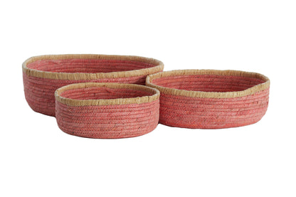 Korb PAITO 3er‑Set in Rosa &amp; Naturell, max. Ø 39 × 13 cm von Light &amp; Living