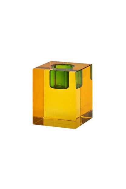 Kerzenhalter Kristallglas Dioptrics in gelb-gruen