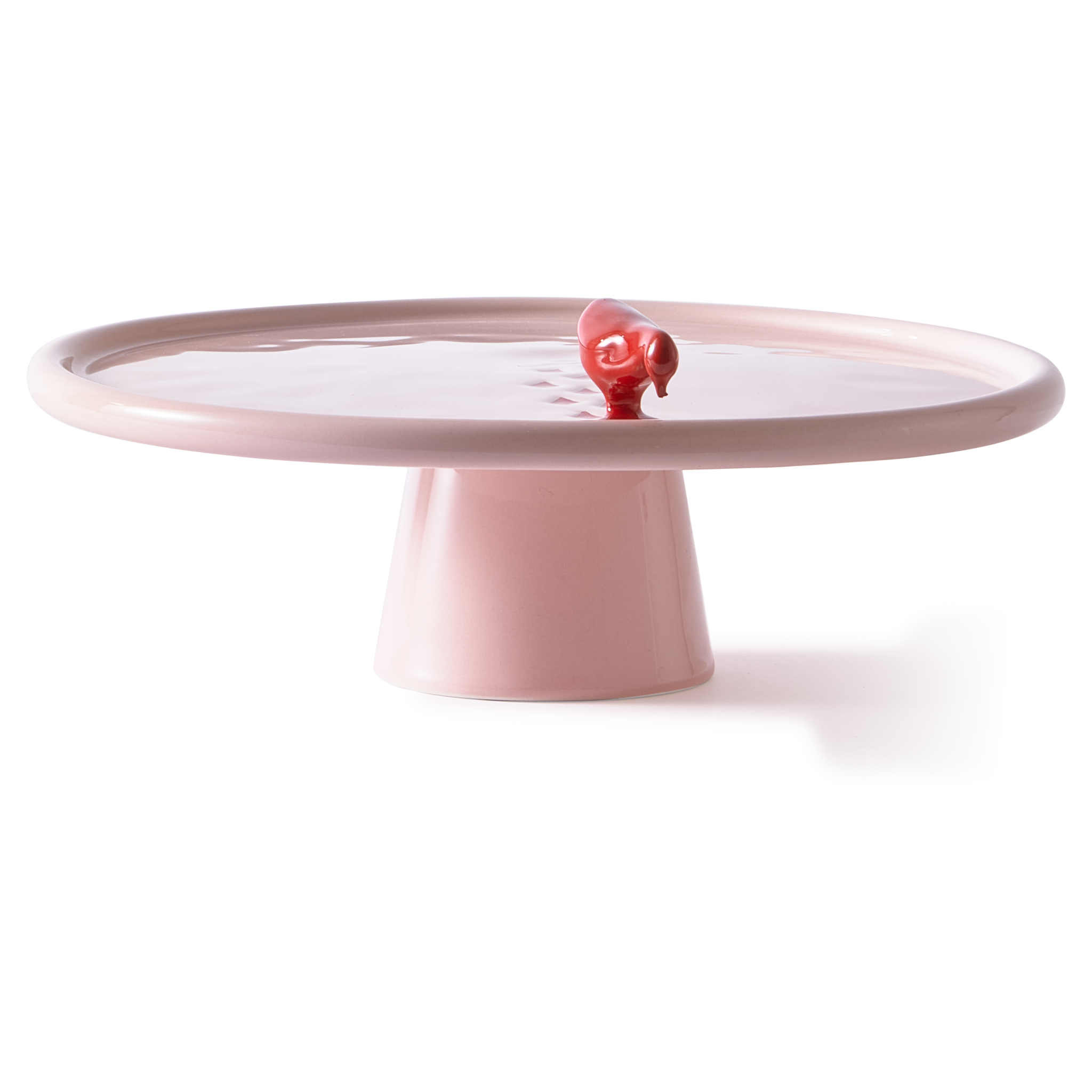 Verspielte rosa Platte Walking Duck Plate aus Steinzeug, Pols Potten.