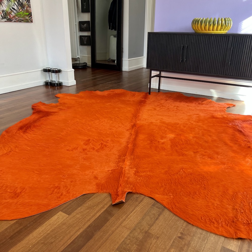 Kuhfell Teppich Orange