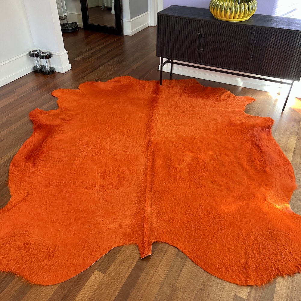 Kuhfell Teppich Orange