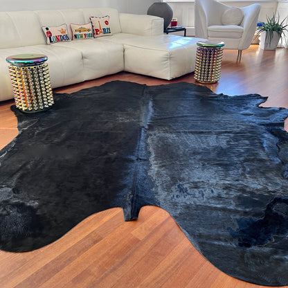 Kuhfell Teppich Schwarz ca. 5 m² / Stierfell