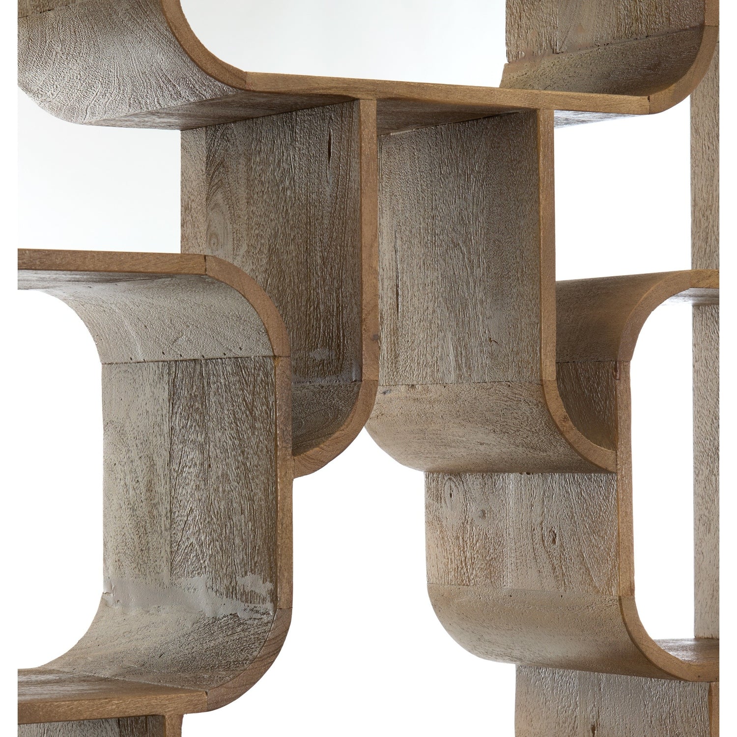 Dekoratives Eisenregal mit offenen Formen und markanter Struktur