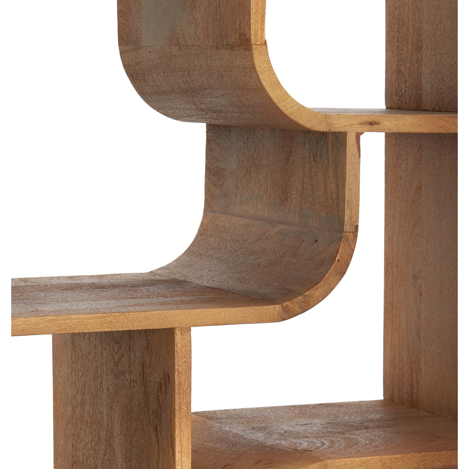 Dekoratives Regal mit geschwungenem Design aus Naturholz