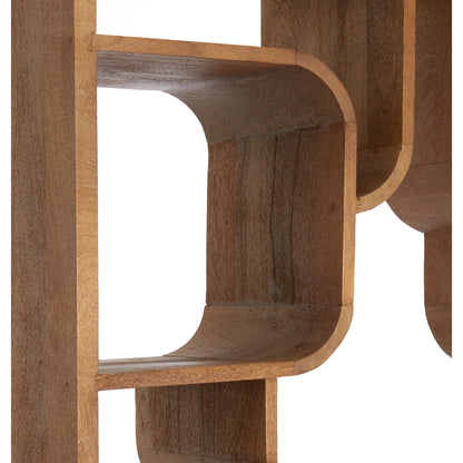 Offenes Regal mit modernen Rundungen in hellbrauner Optik