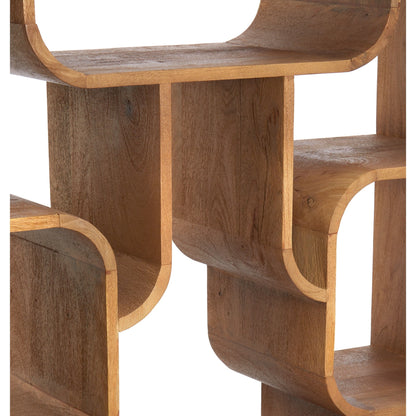 Hoches Holzregal in auffälliger skulpturaler Form