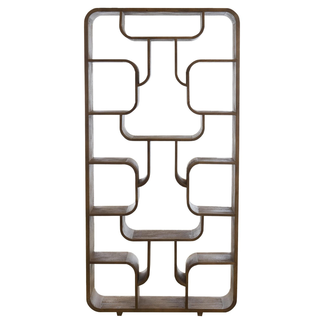 Modernes Standregal aus dunkelbraunem Eisen im grafischen Design